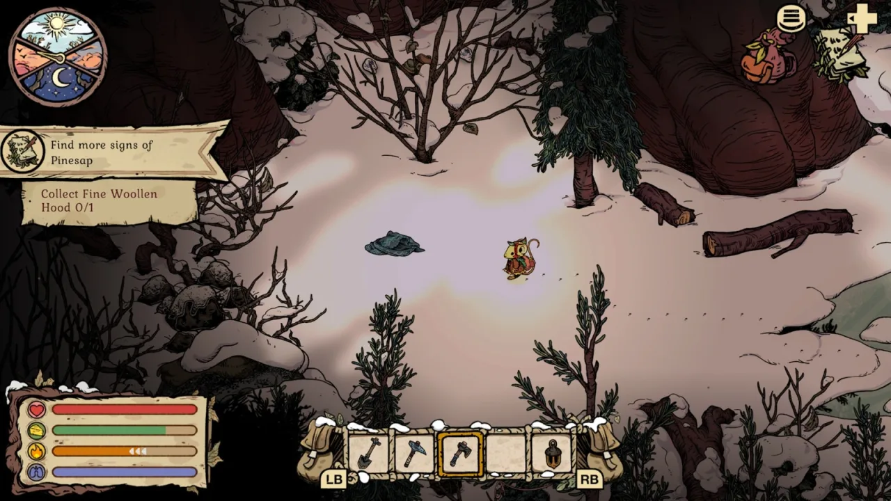 Fine Woollen Hood quest item in the snow with its collection objective active