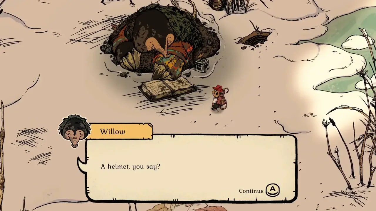 Willow saying A helmet you say during the Mole Artifact hand-in