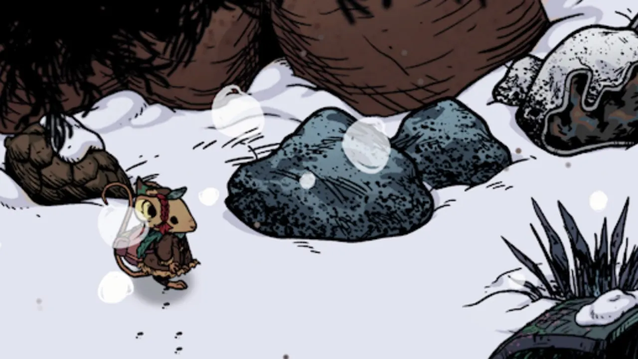 Winter Burrow dark blue-grey Granite boulders that require the Granite Pickaxe
